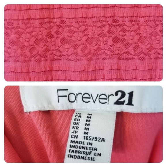 Coral Pink Lace Dress - Picture 2 of 4